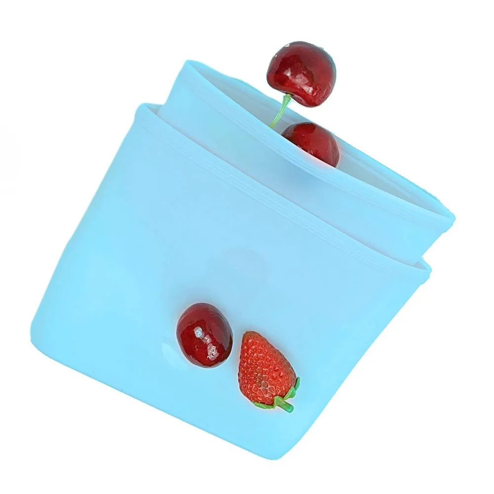 1176 Reusable Airtight Seal Storage Freezer Leak-Proof Silicone Food Bag (Pack of 2) (350ml & 750ml)