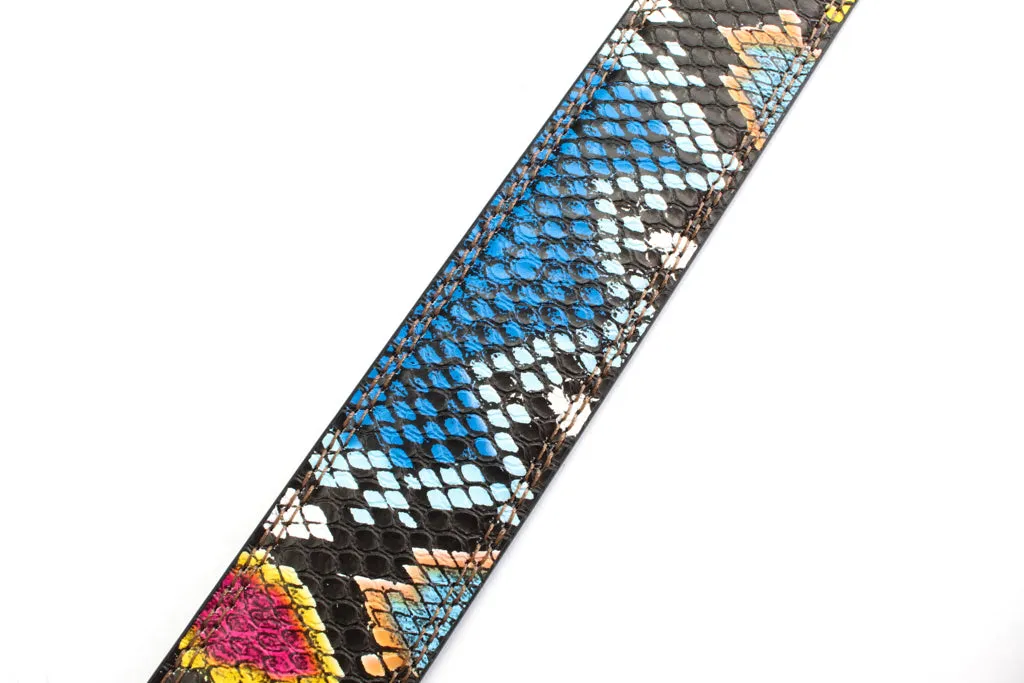 1.25" Multi-Colored Boa Print Strap - Dark Blue / Light Blue