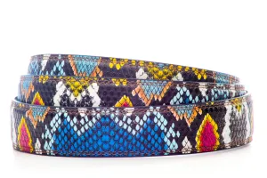 1.25" Multi-Colored Boa Print Strap - Dark Blue / Light Blue