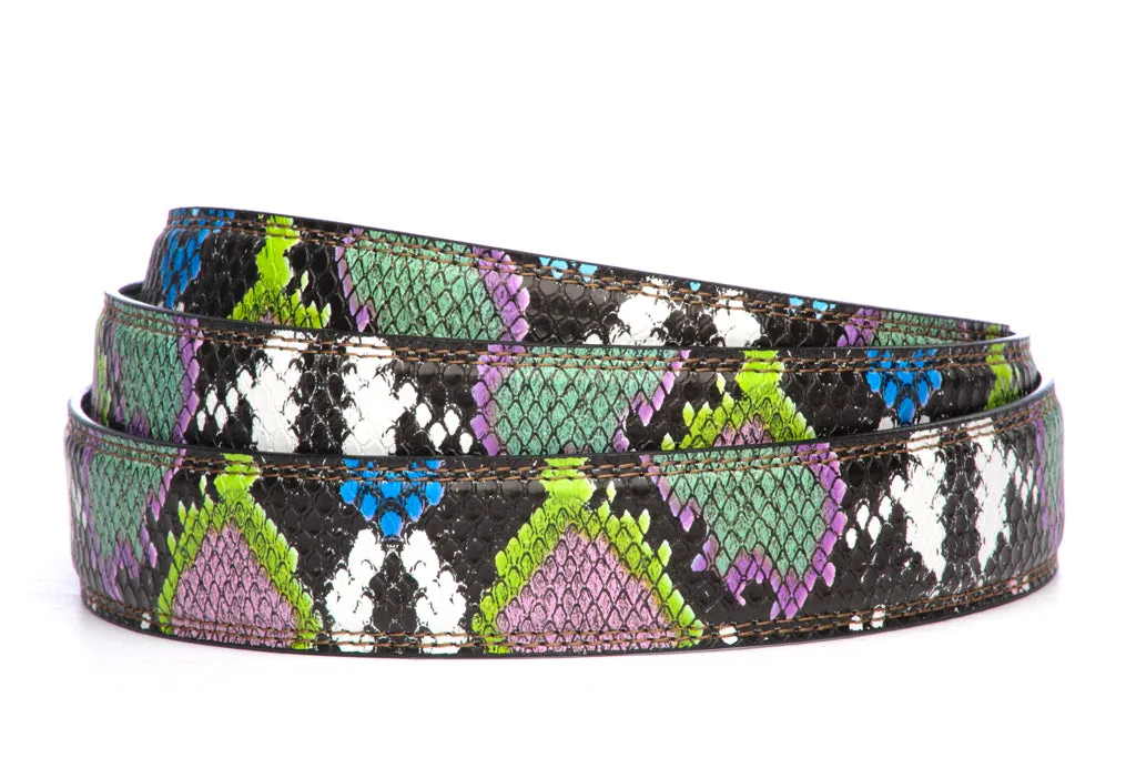 1.25" Multi-Colored Boa Print Strap -Purple / Green