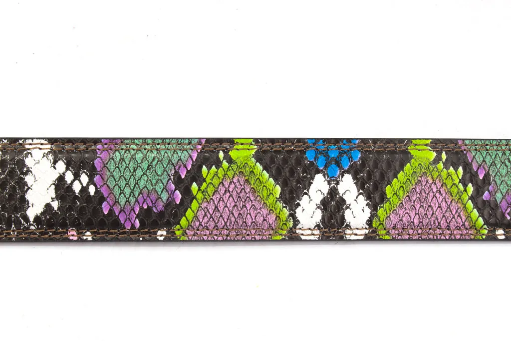 1.25" Multi-Colored Boa Print Strap -Purple / Green