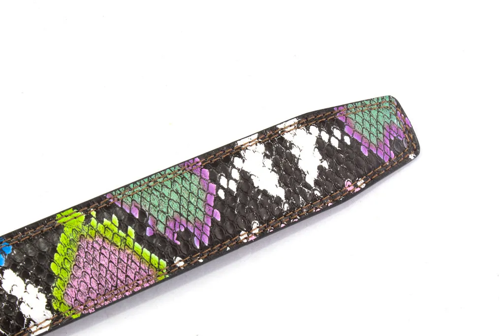 1.25" Multi-Colored Boa Print Strap -Purple / Green