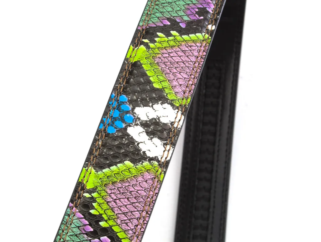 1.25" Multi-Colored Boa Print Strap -Purple / Green