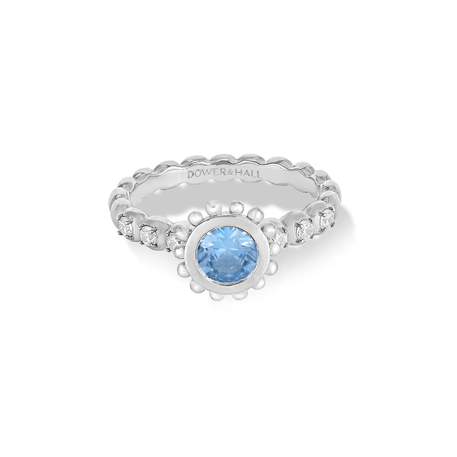 14k Gold Anemone Ring with Round Blue Topaz