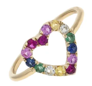 14K GOLD RAINBOW SAMARA HEART RING