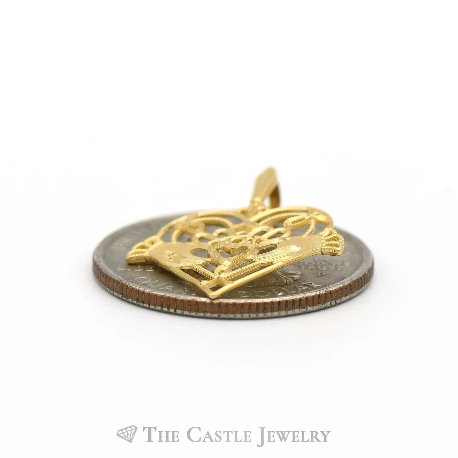 14k Yellow Gold Heart Shaped Claddagh Pendant