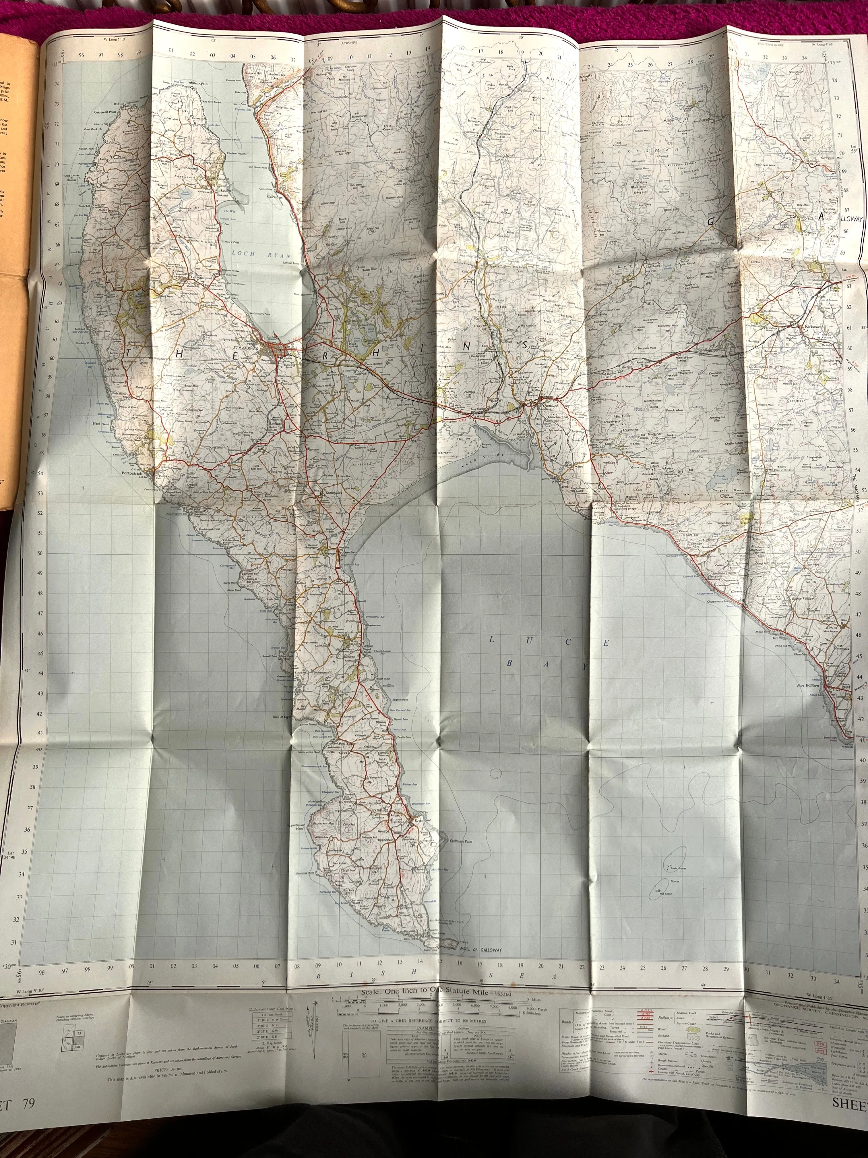 1950s One Inch ORDNANCE SURVEY Map of STRANRAER Sheet 79