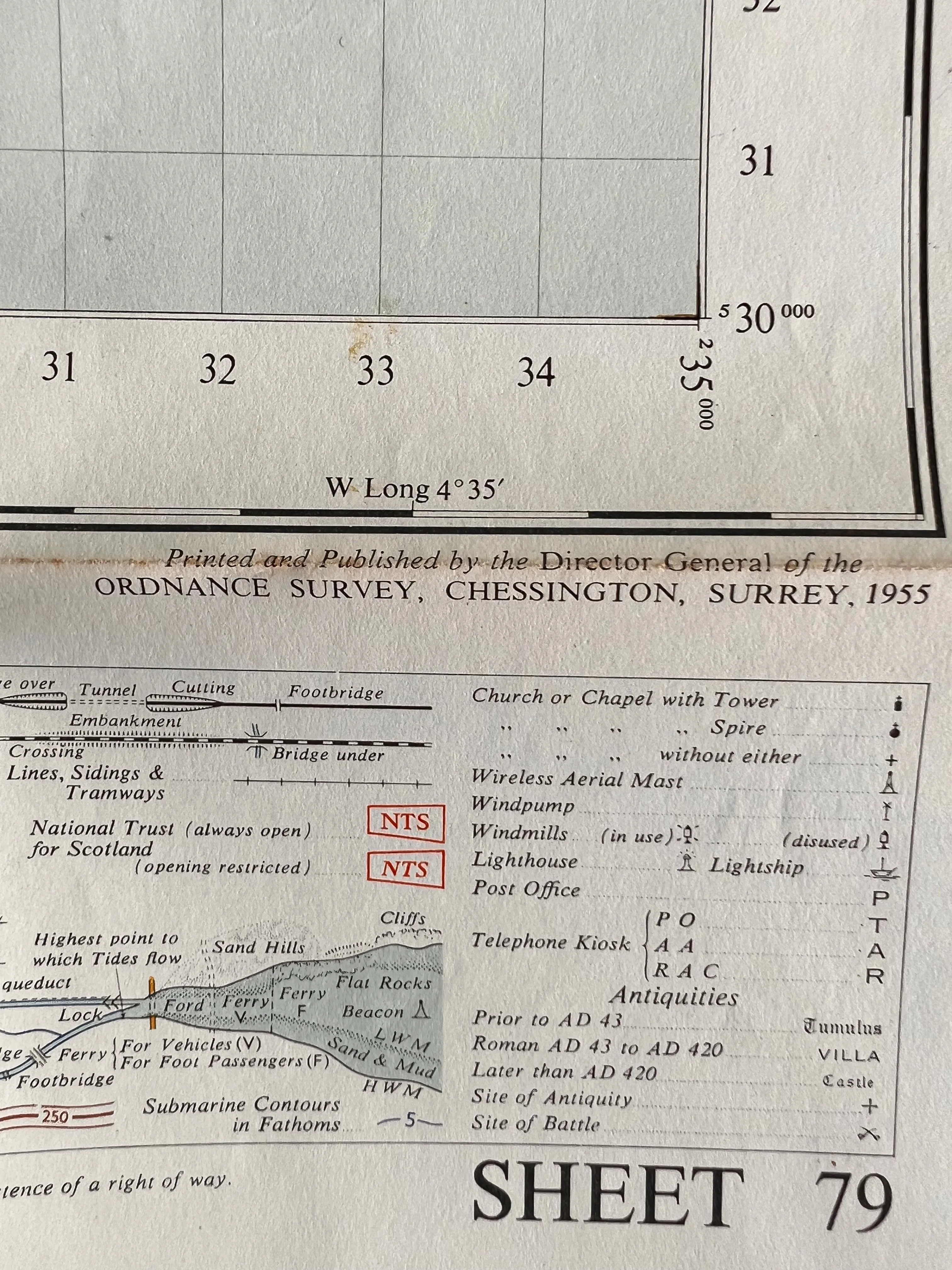 1950s One Inch ORDNANCE SURVEY Map of STRANRAER Sheet 79