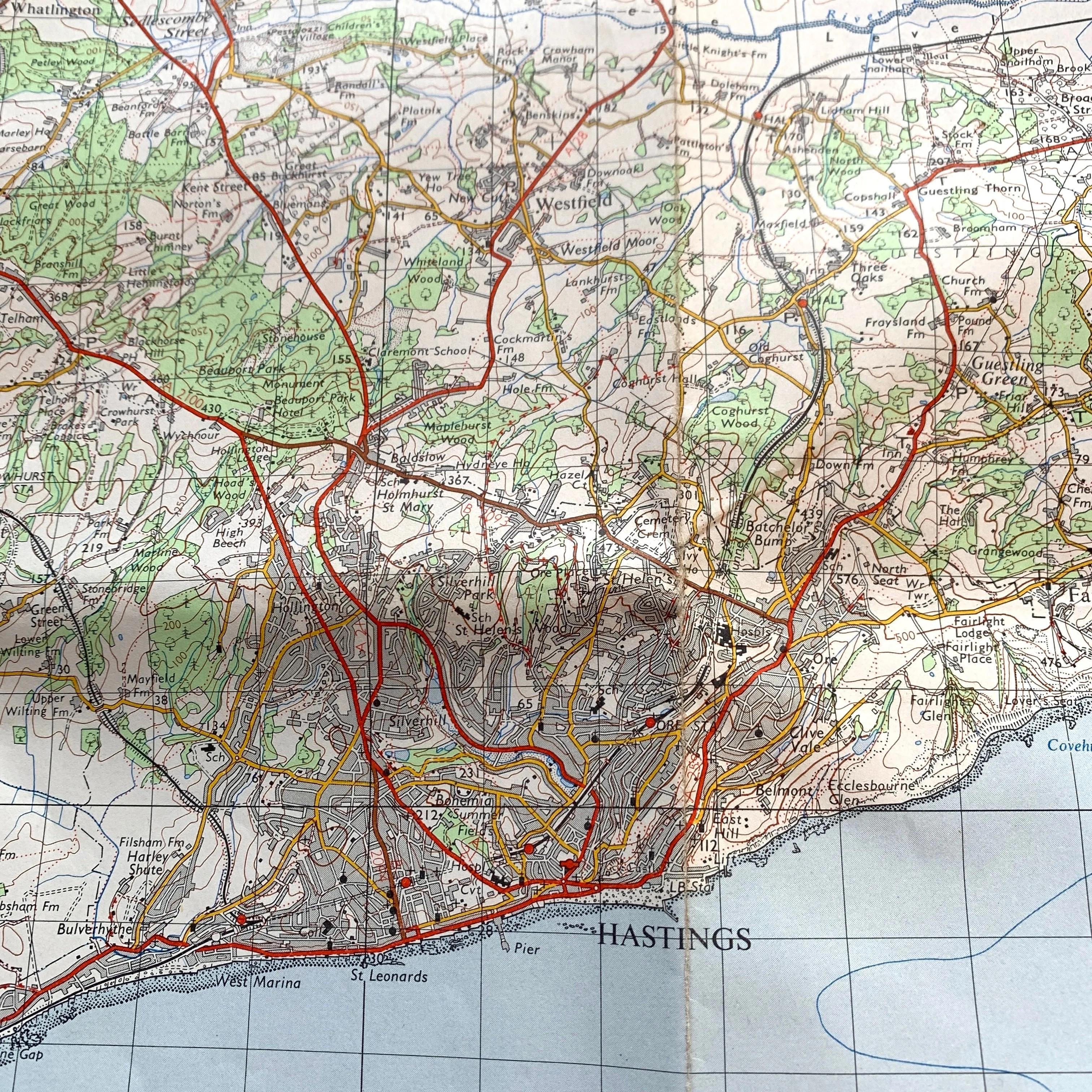 1960s ORDNANCE SURVEY Map of Hastings