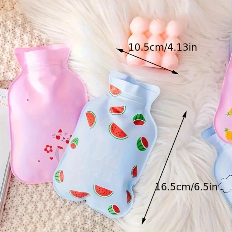 1pc Mini Hot Water Bag, Reusable PVC, Cartoon Design, No Battery, Outdoor Safety, Warm Hand Warmer, Camping Hiking Gear