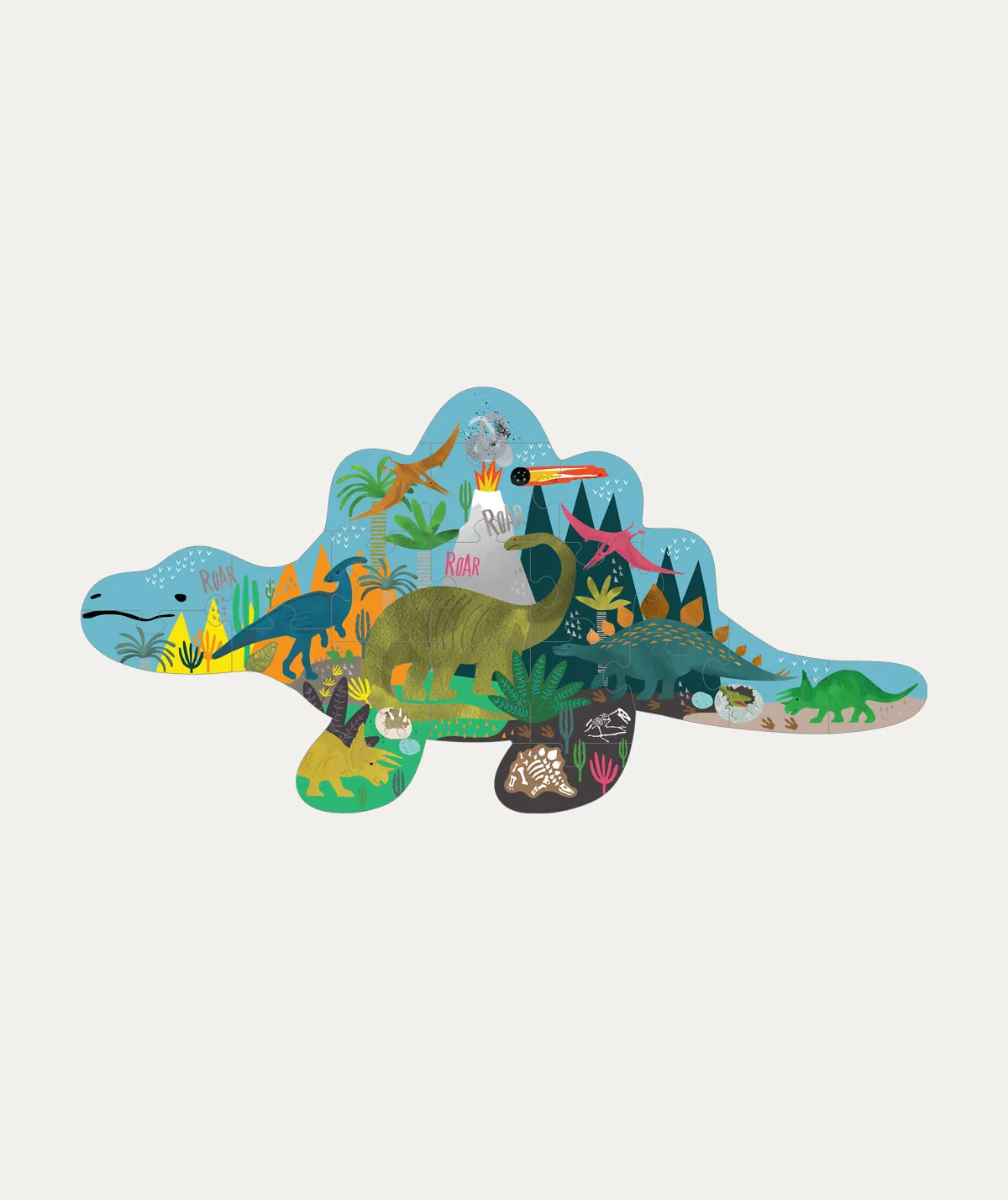 20 Piece Dinosaur shaped Jigsaw - Multi