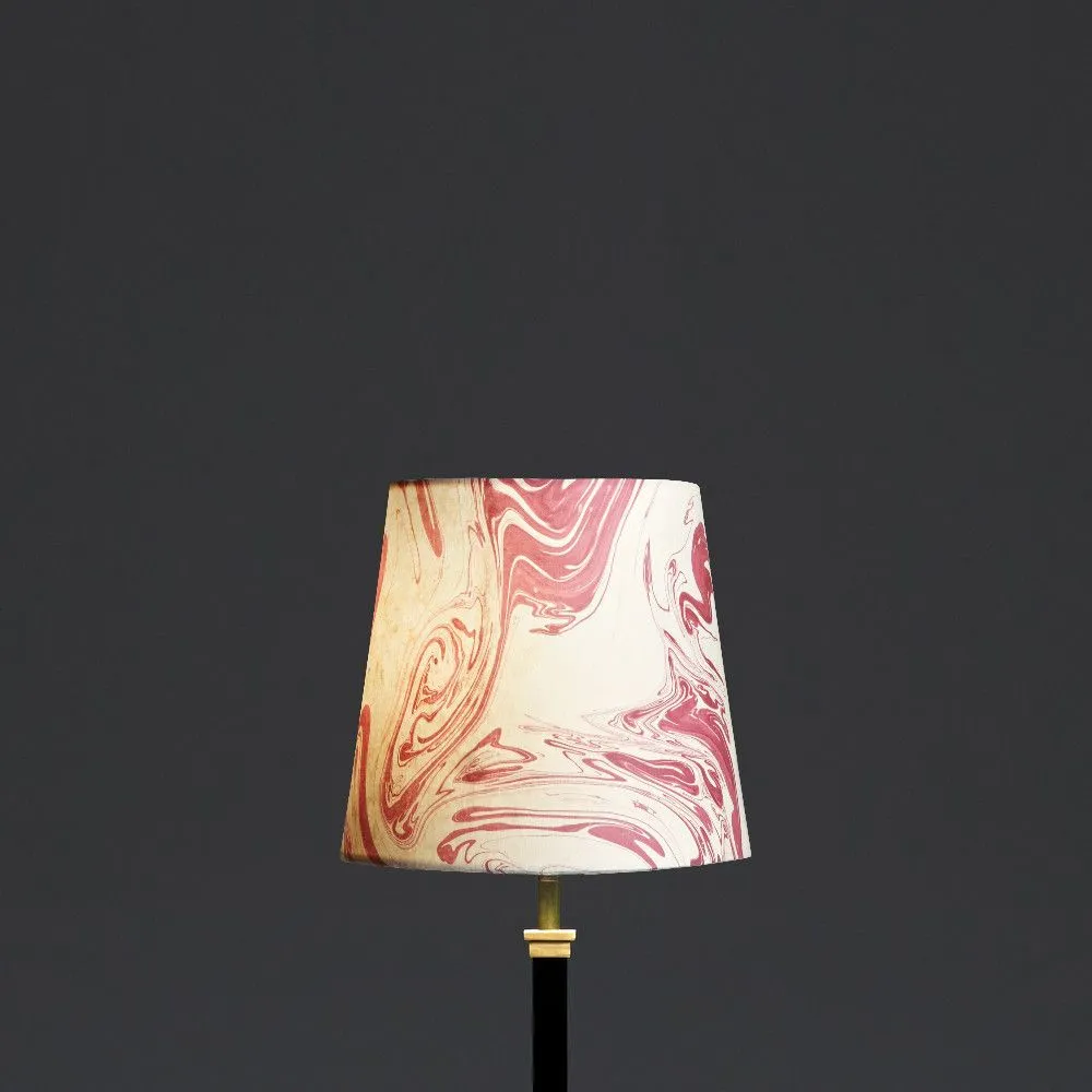 20cm tall tapered hand made marbled paper shade in red tanaro