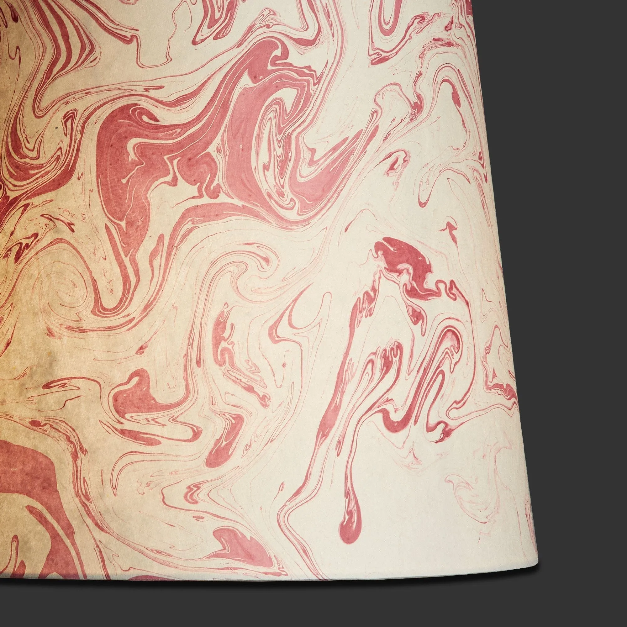 20cm tall tapered hand made marbled paper shade in red tanaro