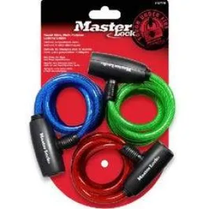 3-Pack 6-Ft. Multi-Purpose Keyed-Alike Bike Lock With 8mm Colored Cables