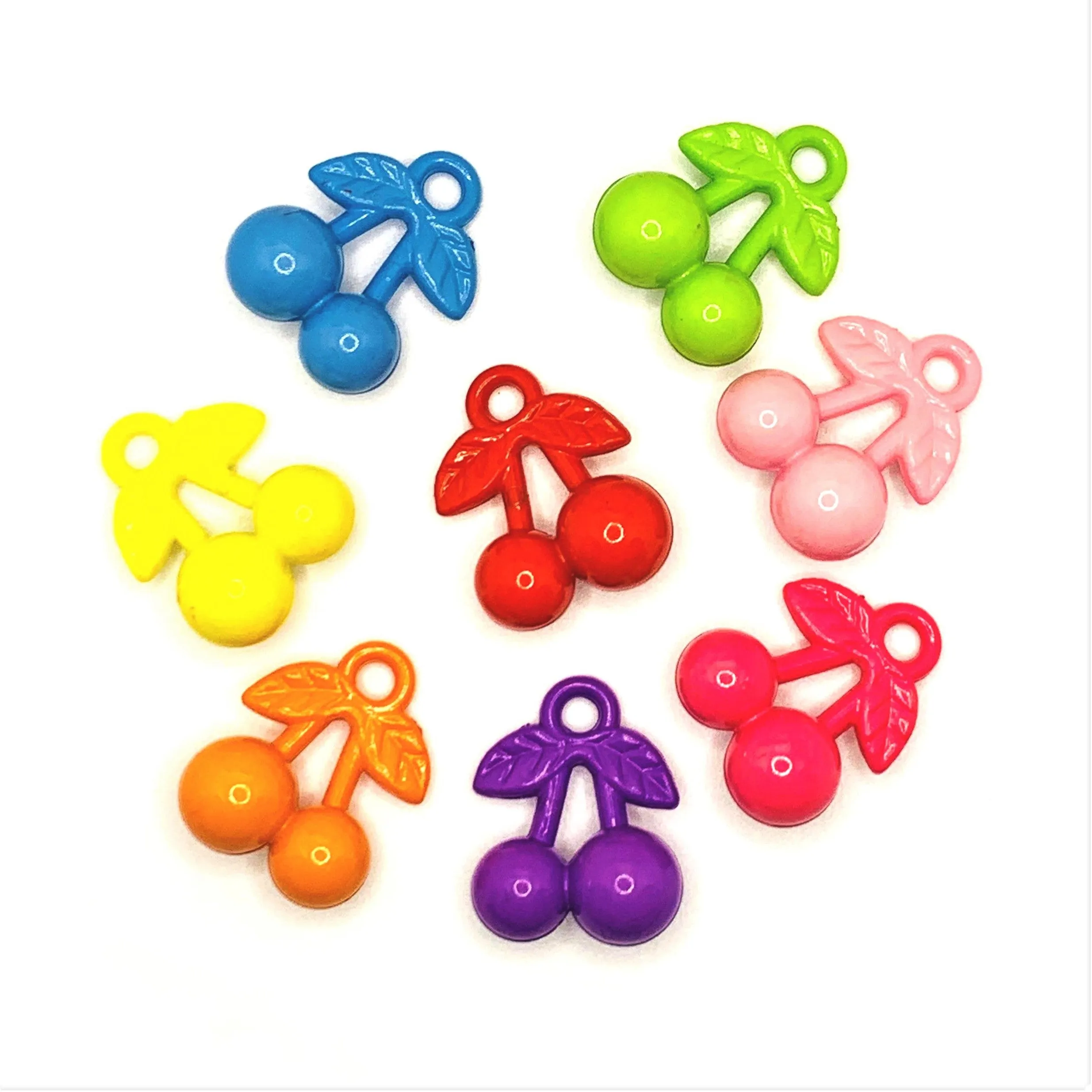 4 or 20 Pieces: Multi-color 3D Cherry Charms