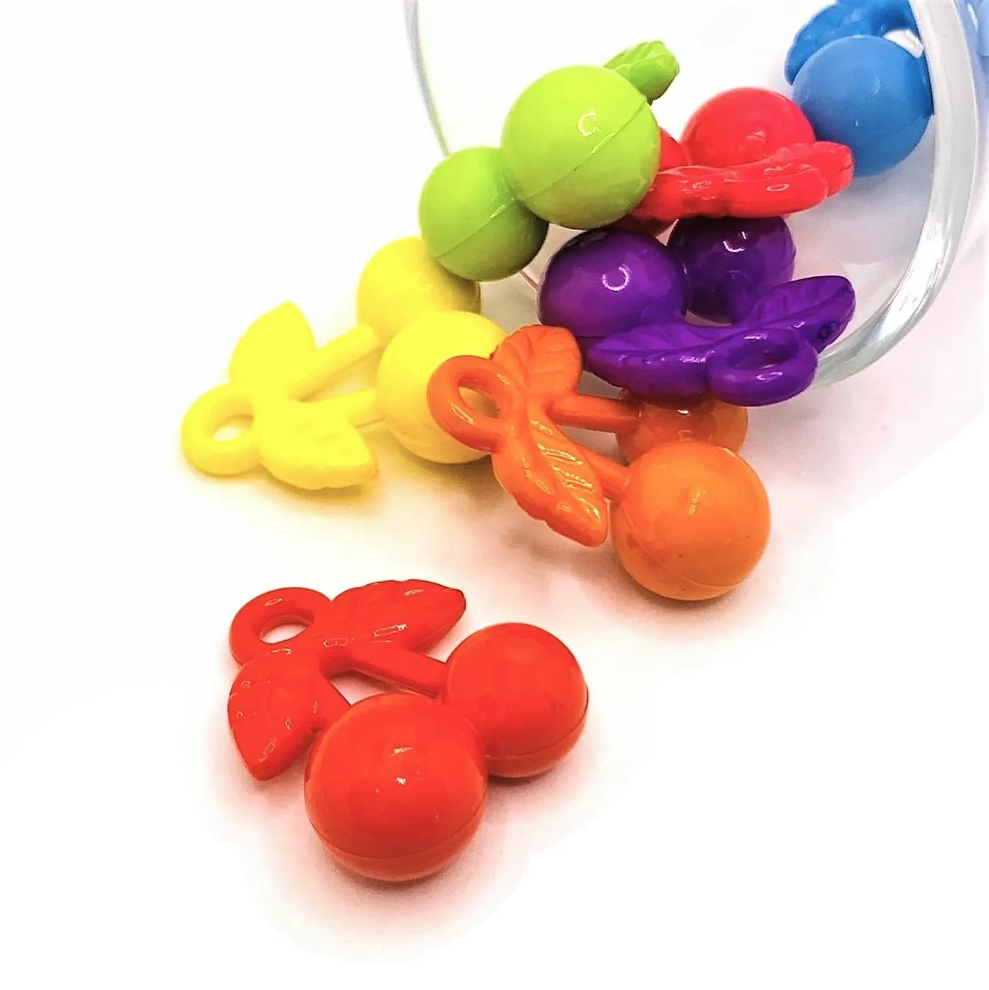 4 or 20 Pieces: Multi-color 3D Cherry Charms