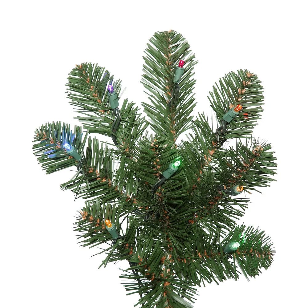 4.5' Oregon Fir Artificial Christmas Tree Wide Angle Single Mold Colored LED