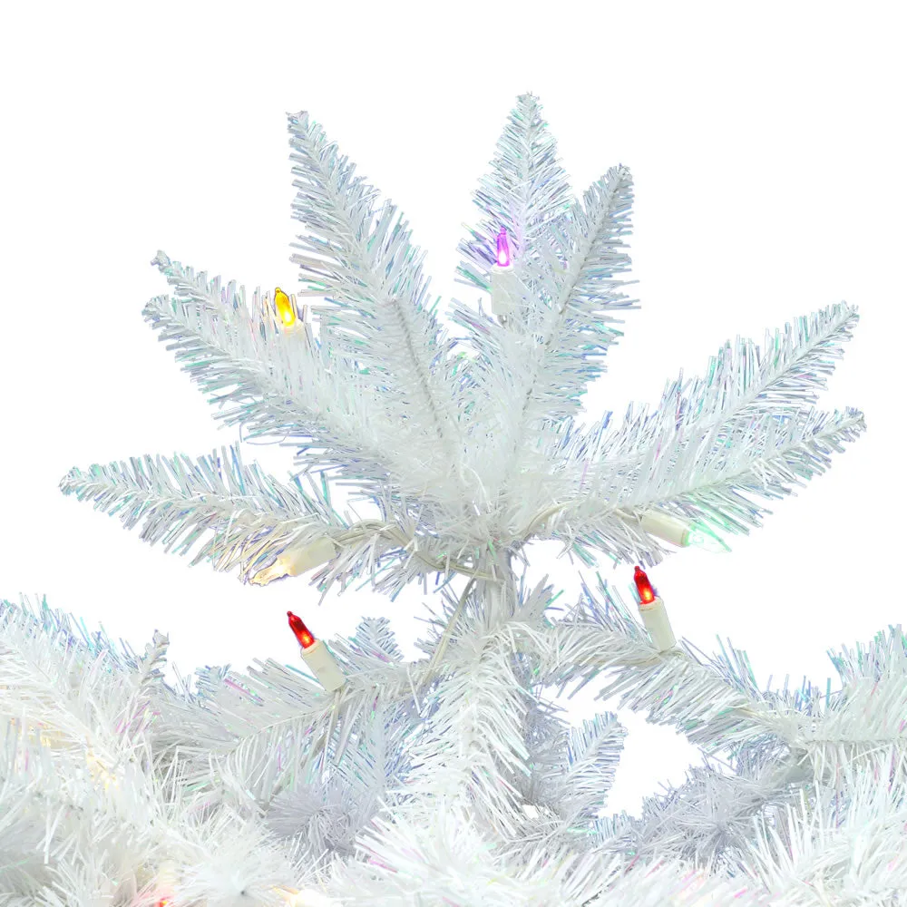 5' Sparkle White Spruce Pencil Artificial Christmas Tree Colored LED Lights