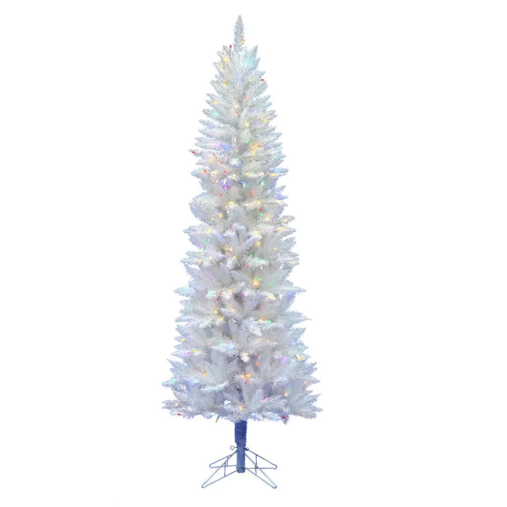 5' Sparkle White Spruce Pencil Artificial Christmas Tree Colored LED Lights