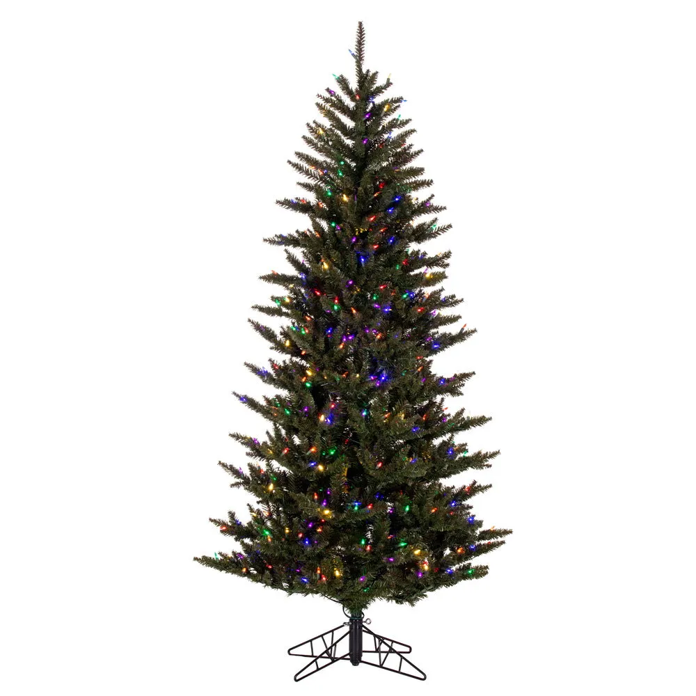 6.5' x 41" Slim Natural Fraser Fir Artificial Xmas Tree Colored Dura-Lit LED