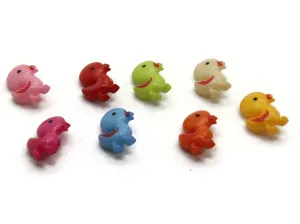 8 Multi-colored Duck Plastic Shank Buttons Mixed Color Animal Buttons