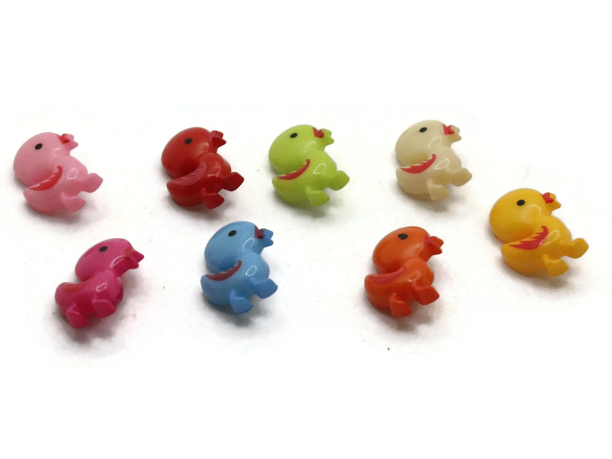 8 Multi-colored Duck Plastic Shank Buttons Mixed Color Animal Buttons