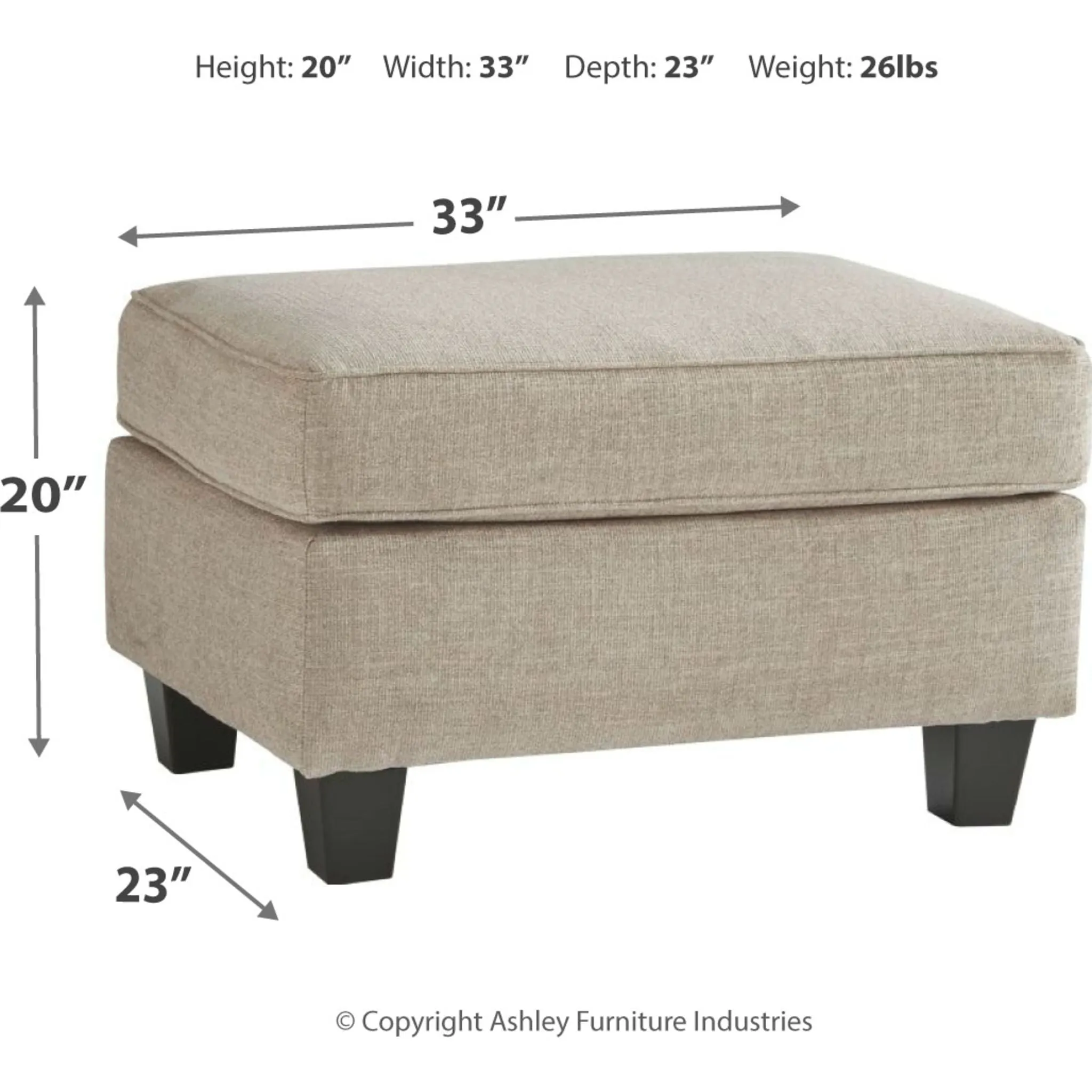 Abney Ottoman - Driftwood