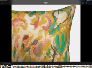 Abstract Floral Velvet Cushion - Yellow