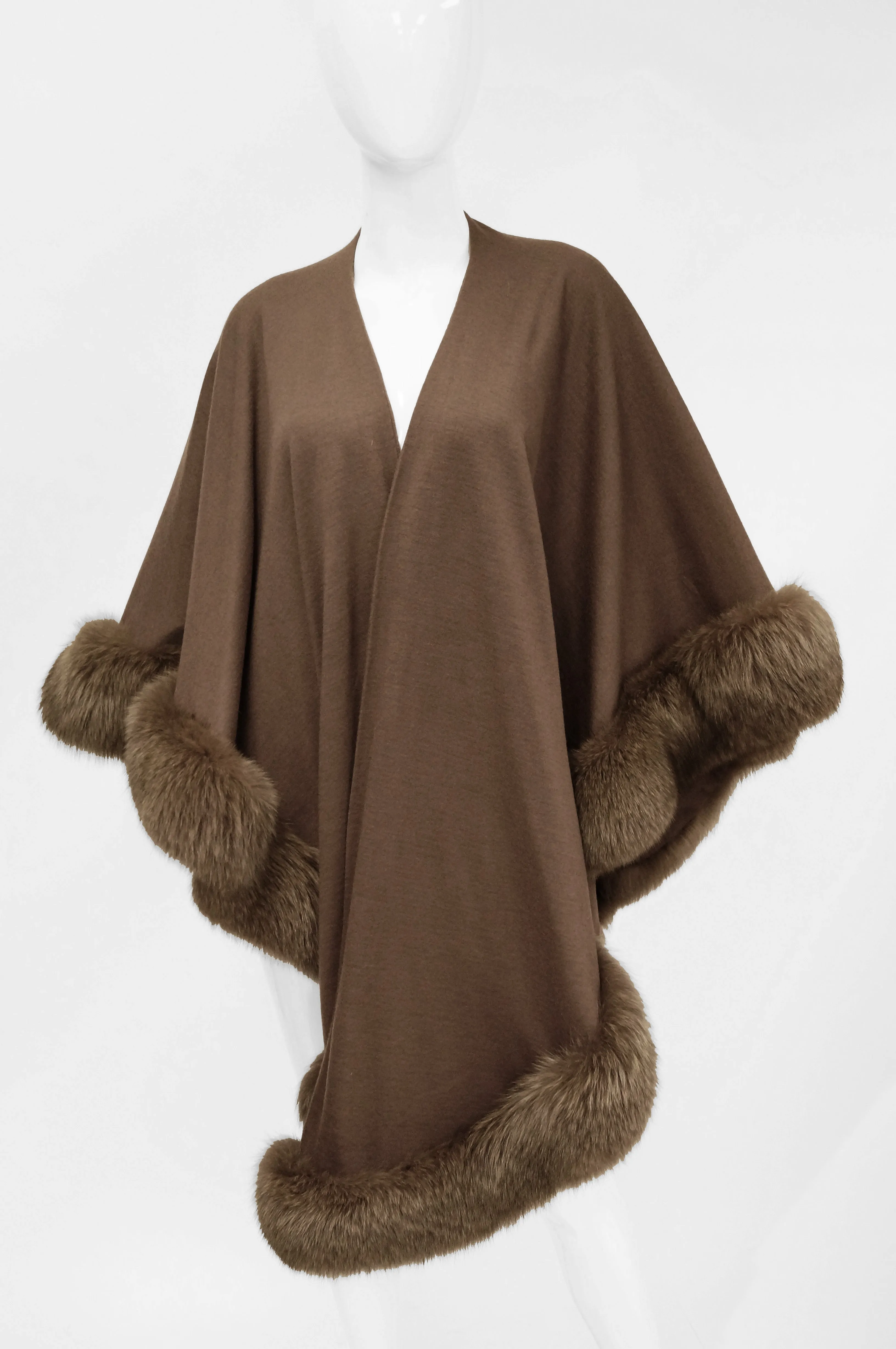 Adrienne Landau Wool and Fox Fur Shawl