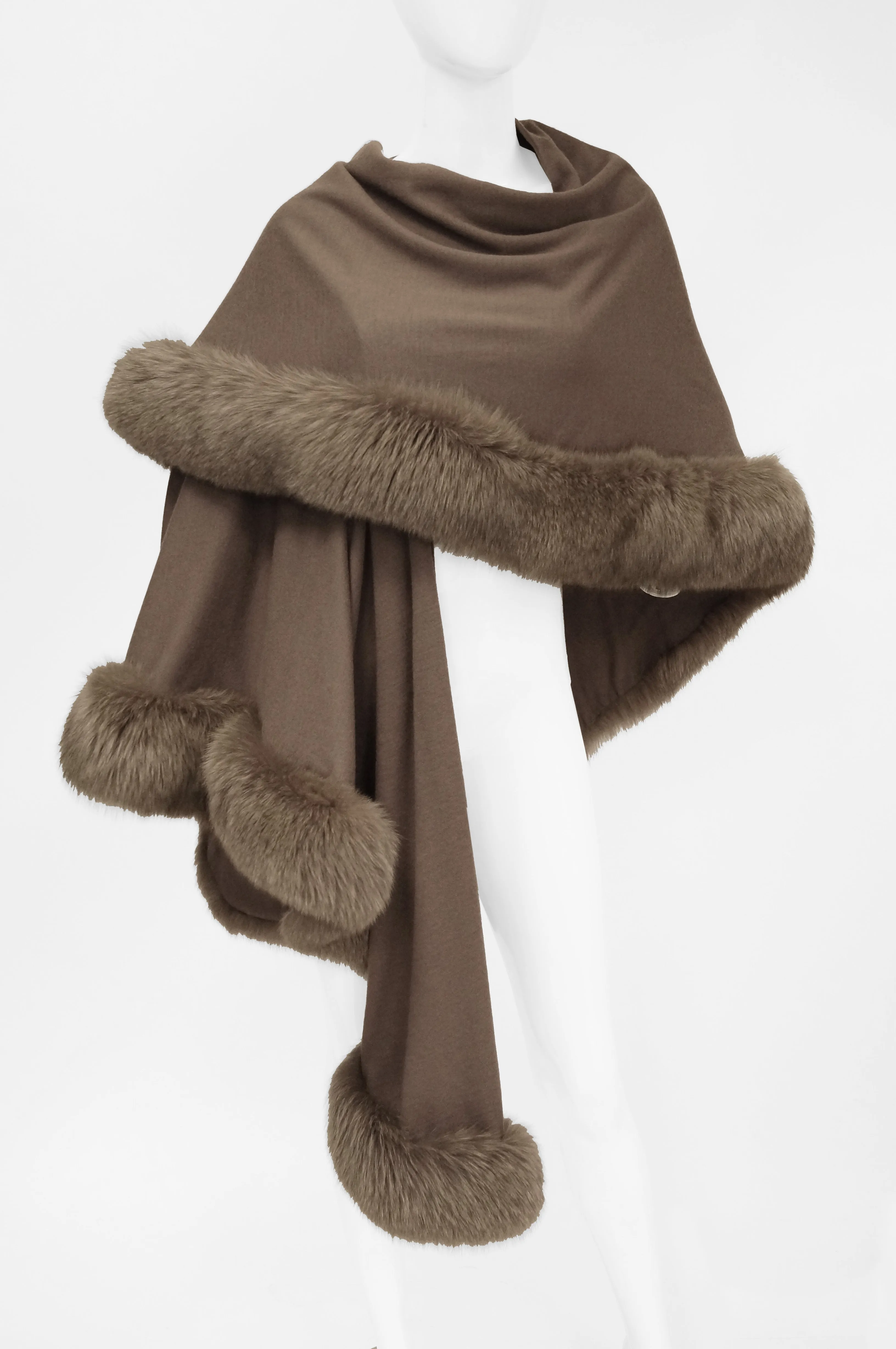 Adrienne Landau Wool and Fox Fur Shawl