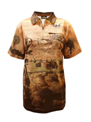 Adult Sun Safe Short Sleeve Outback Shirt with Zip Pocket - My Country Sunrise