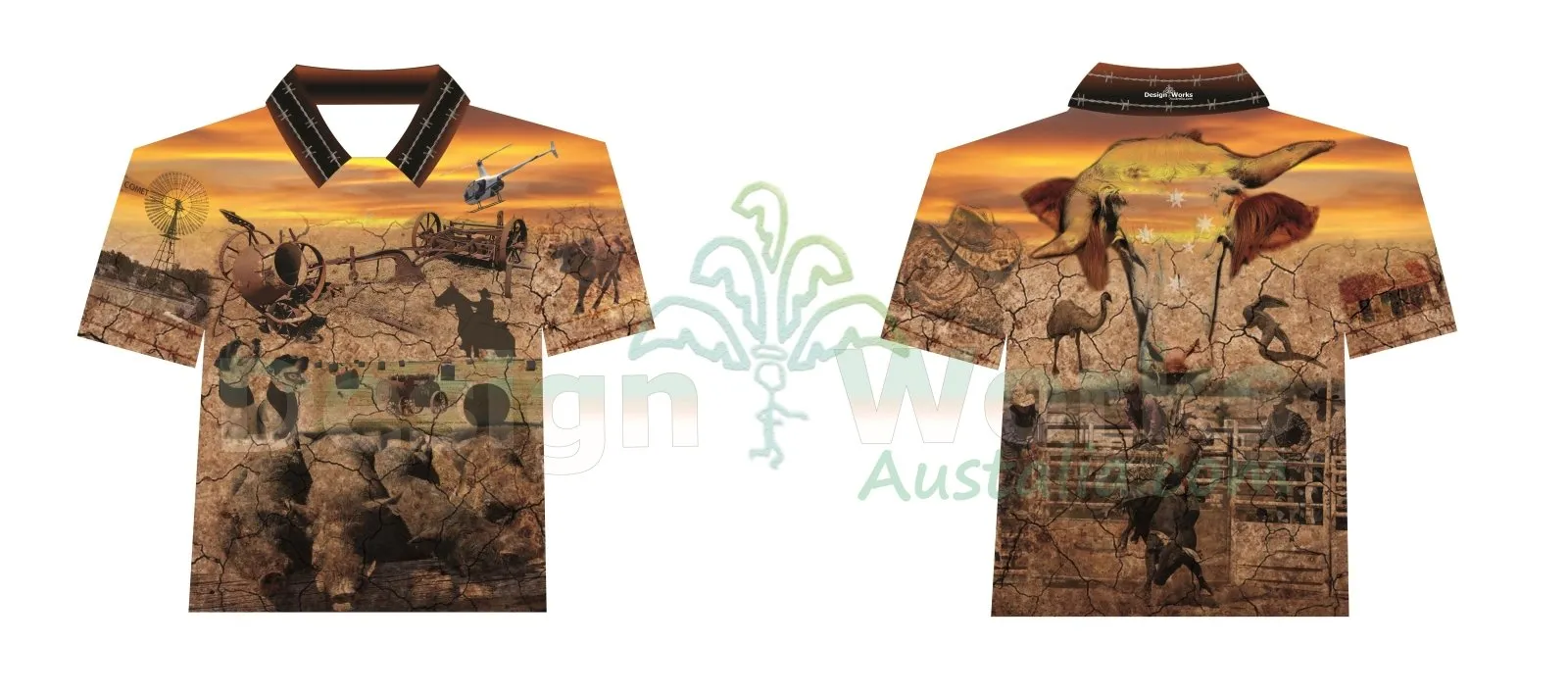 Adult Sun Safe Short Sleeve Outback Shirt with Zip Pocket - My Country Sunrise