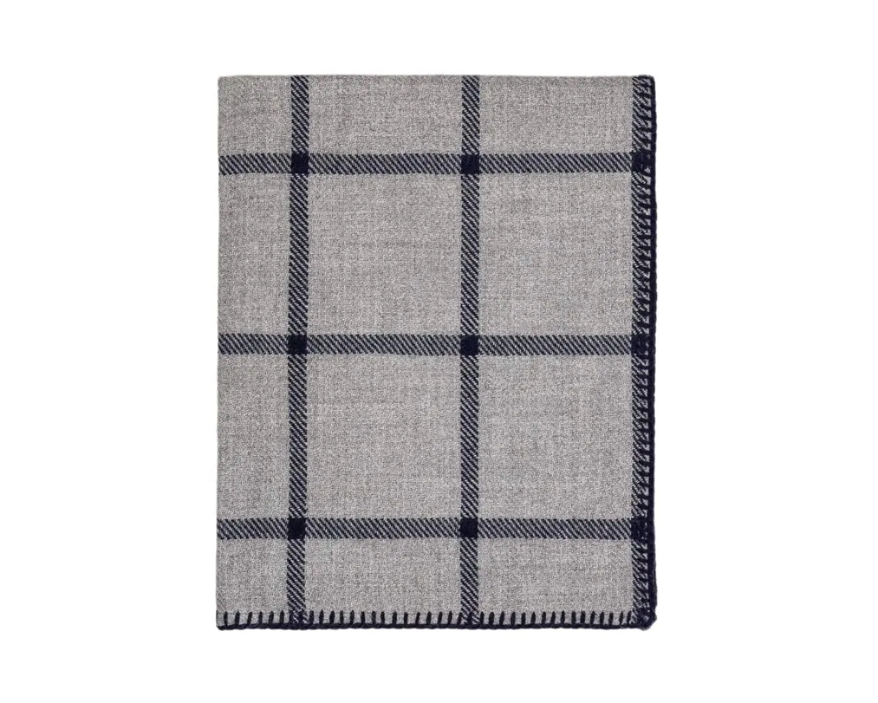 Alicia Adams Alpaca Graydon Throw in Light Grey and Navy Blue