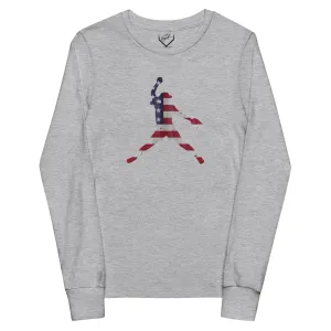 American Flag Softball Pitcher - Youth Long Sleeve