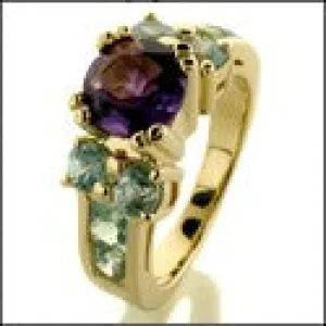 Anniversary 1.5 Amethyst Ct Blue Topaz Cubic Zirconia Cz Ring