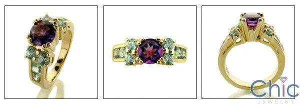 Anniversary 1.5 Amethyst Ct Blue Topaz Cubic Zirconia Cz Ring