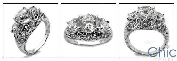 Anniversary 3.25 TCW Round Engraved Ct Pave Cubic Zirconia Cz Ring