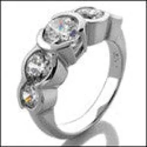 Anniversary 5 Stone Round Half Bezel Cubic Zirconia Cz Ring