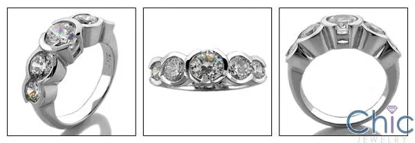 Anniversary 5 Stone Round Half Bezel Cubic Zirconia Cz Ring