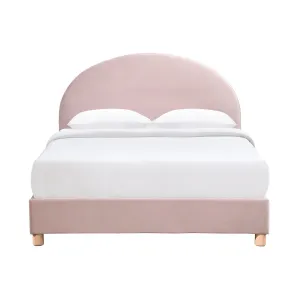 Archie Velvet Double Bed (Blush)