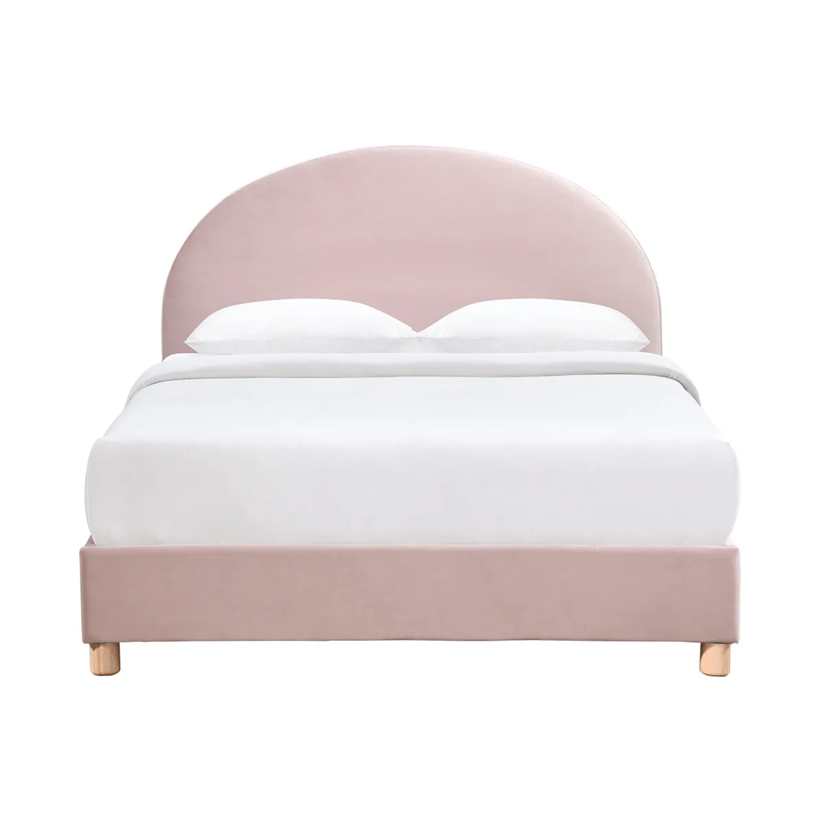 Archie Velvet Double Bed (Blush)