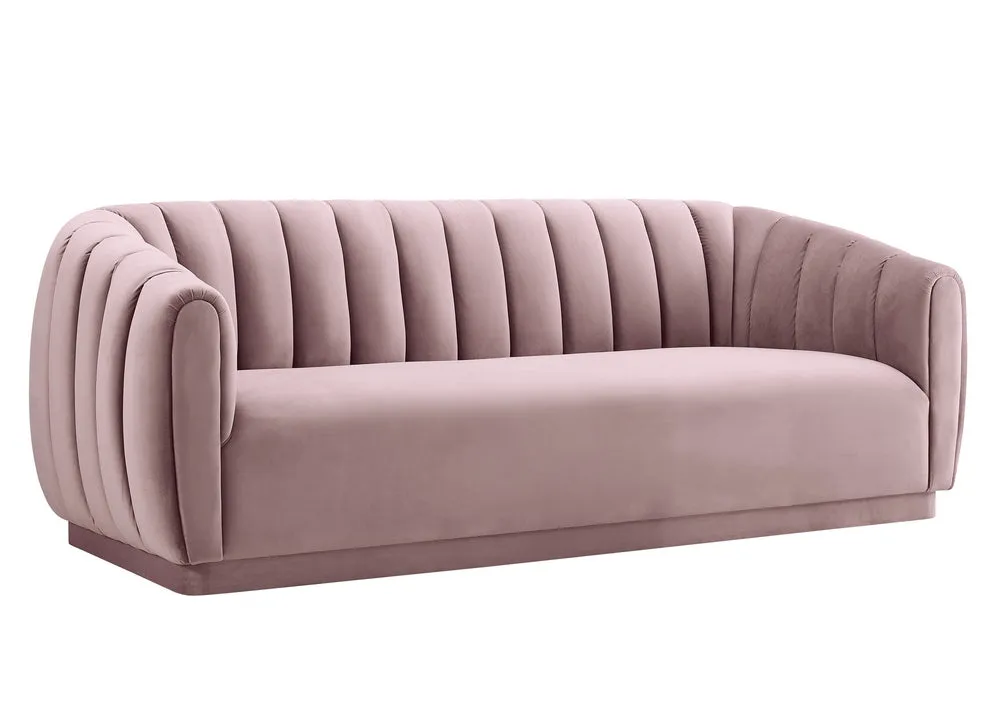 Arno Contemporary Blush Velvet Sofa