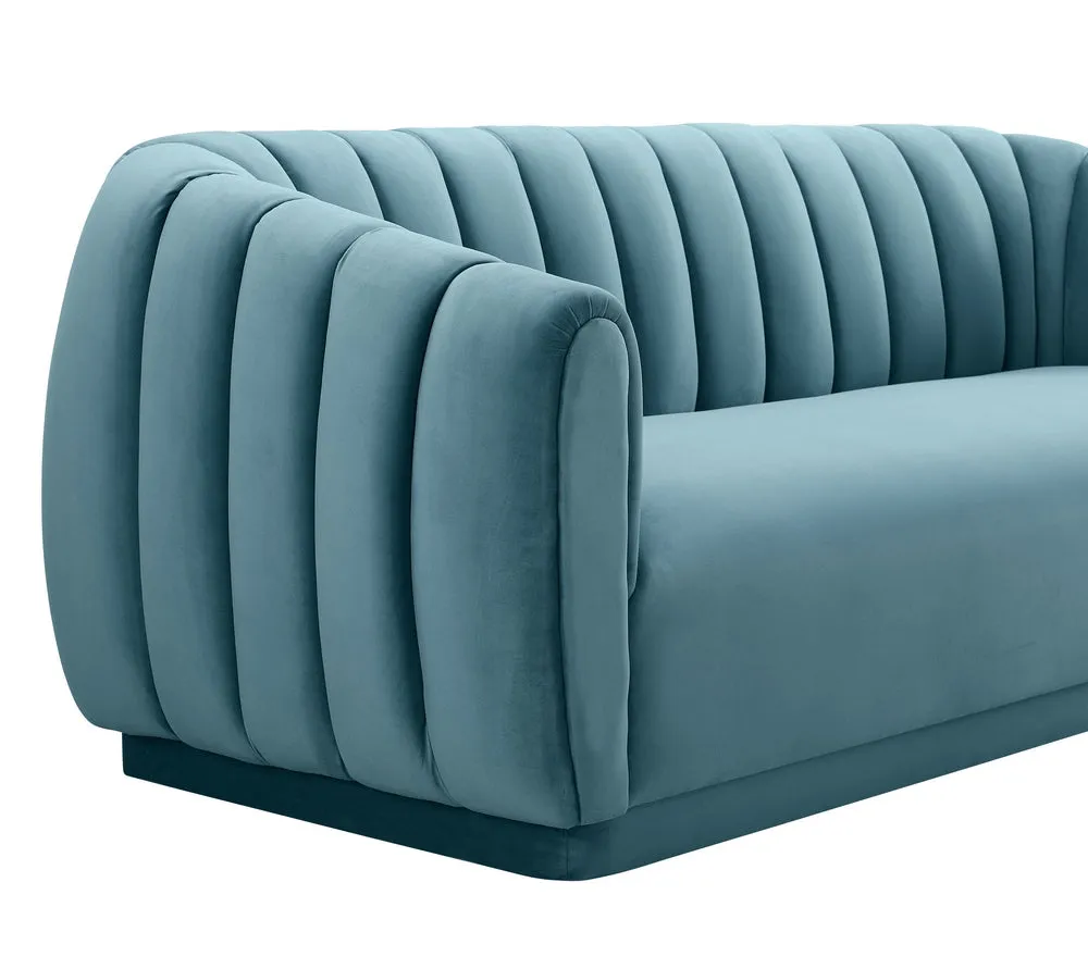 Arno Contemporary Sea Blue Velvet Sofa