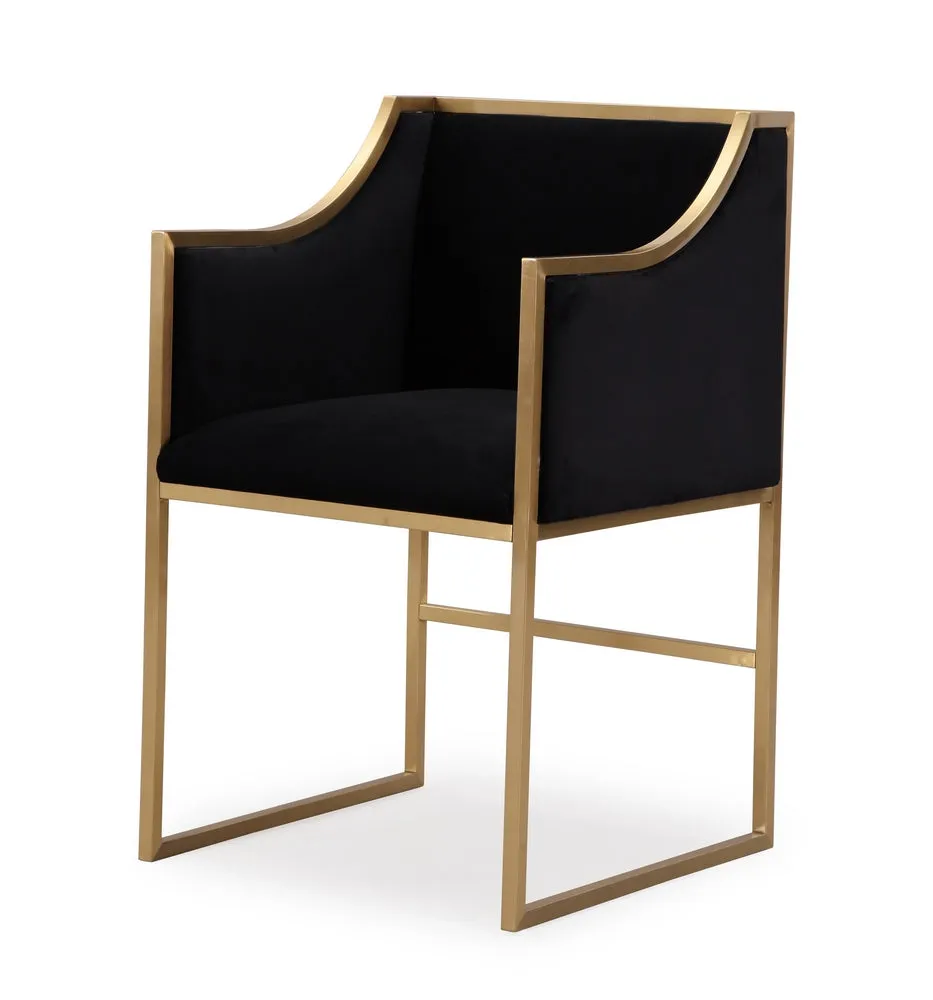 Atara Black Velvet/Gold Metal Arm Chair