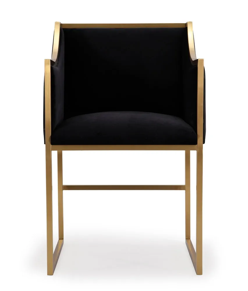 Atara Black Velvet/Gold Metal Arm Chair