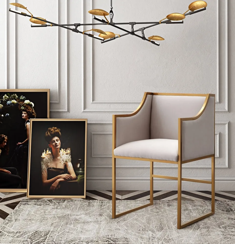 Atara Cream Velvet/Gold Metal Arm Chair