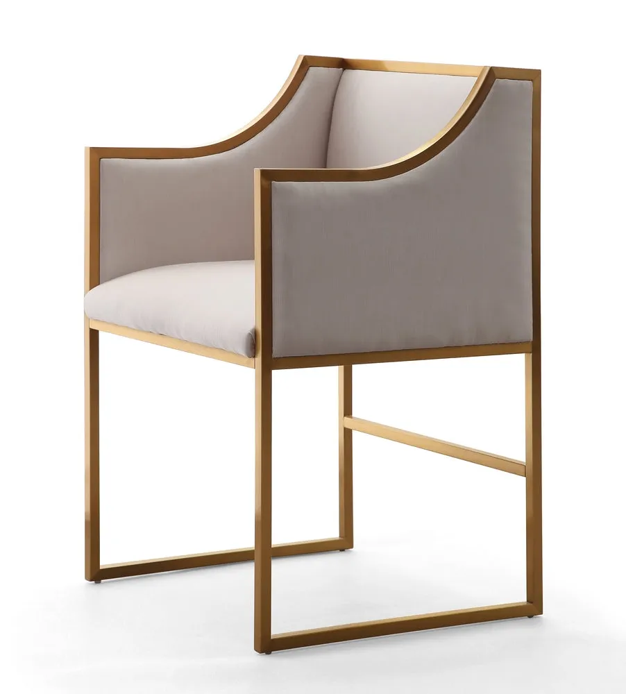 Atara Cream Velvet/Gold Metal Arm Chair