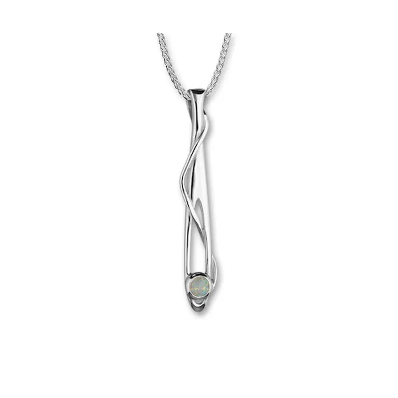 Aurora Sterling Silver Long Pendant With Opal - SP142