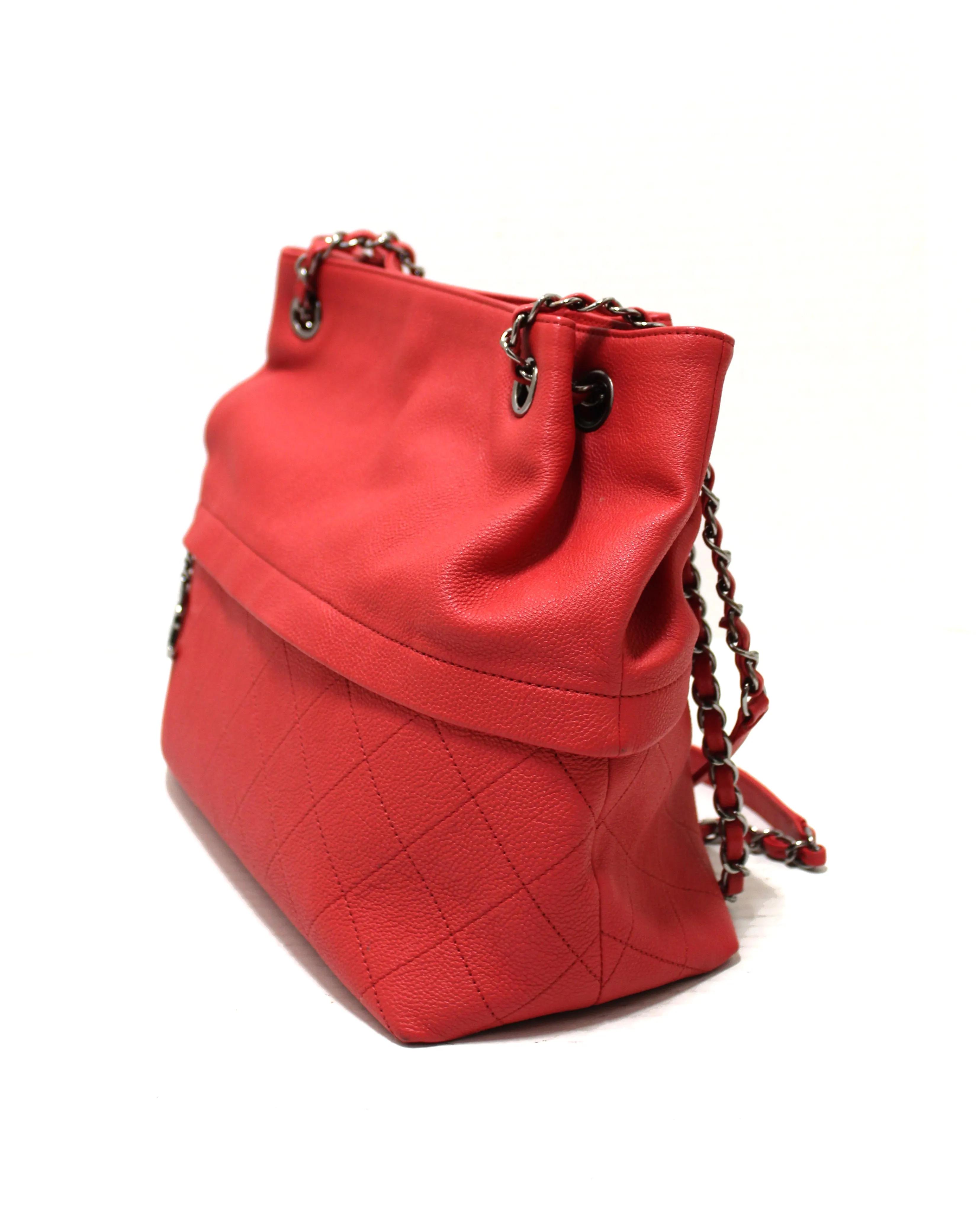 Authentic Chanel Crimson Cambon Bucket Chain Long Shoulder Bag