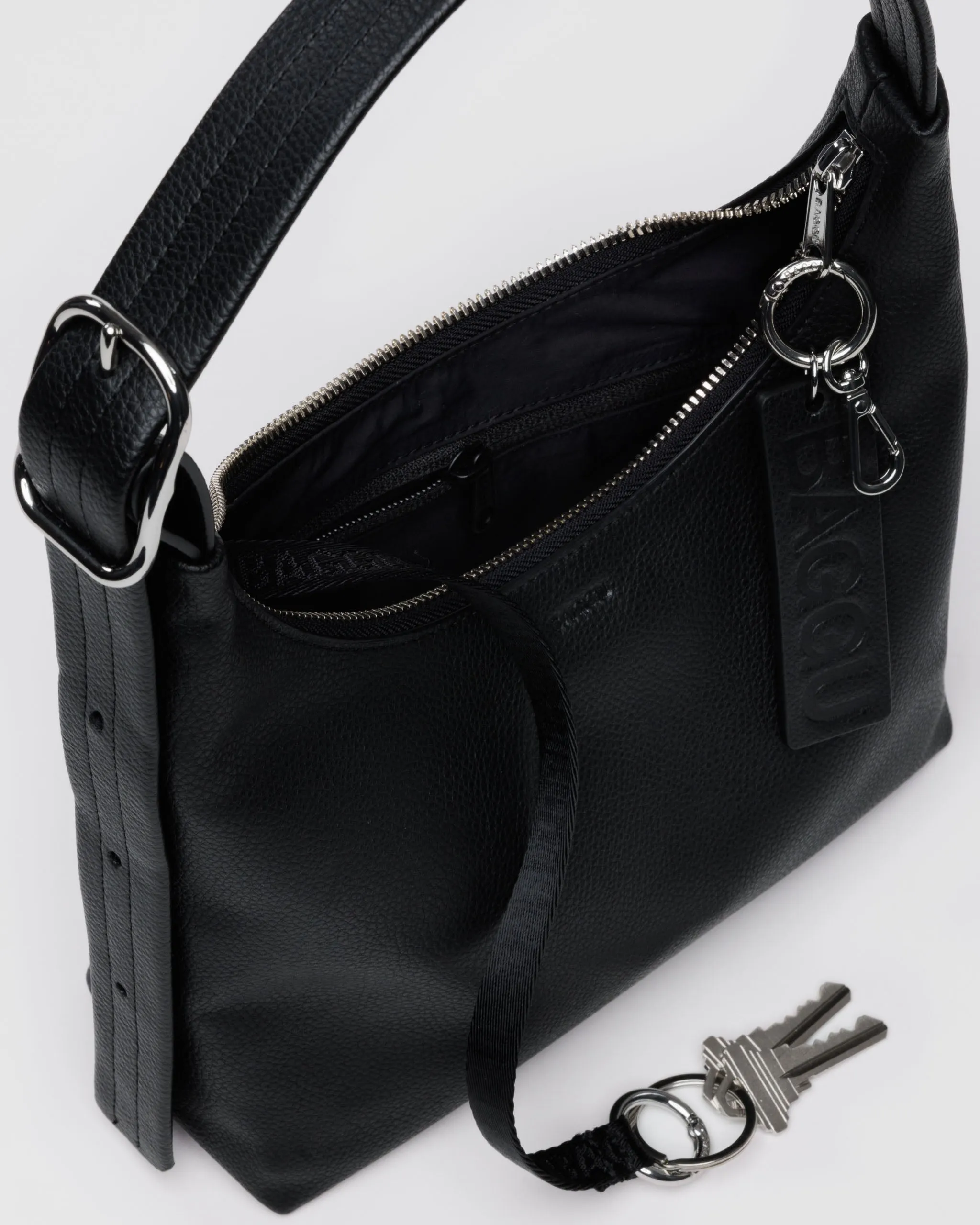 Baggu Mini Recycled Leather Shoulder Bag - Black